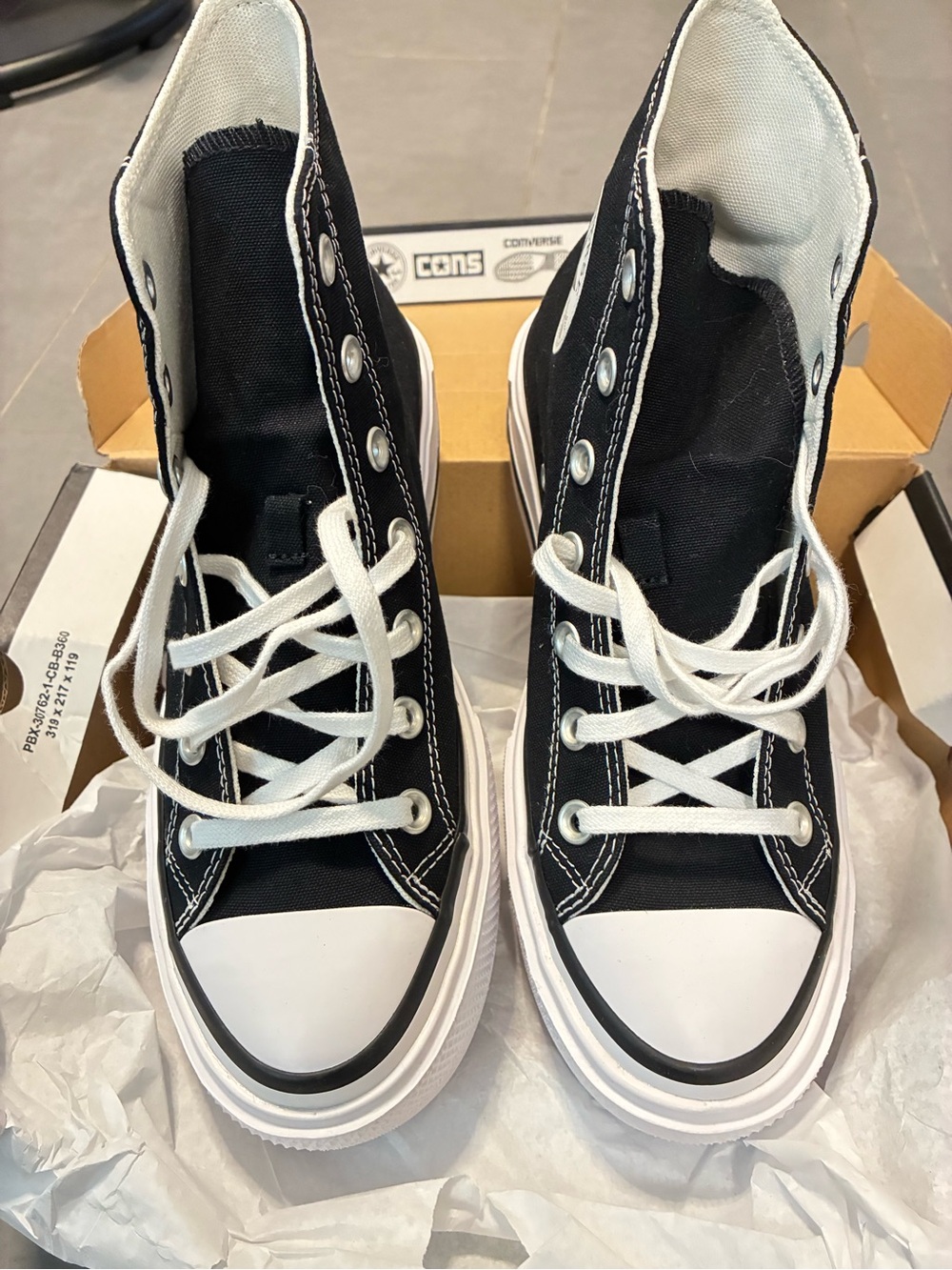 Converse Chuck Taylor All Star Lift Double Stack High-Top Sneaker Black & White - Picture 2 of 9